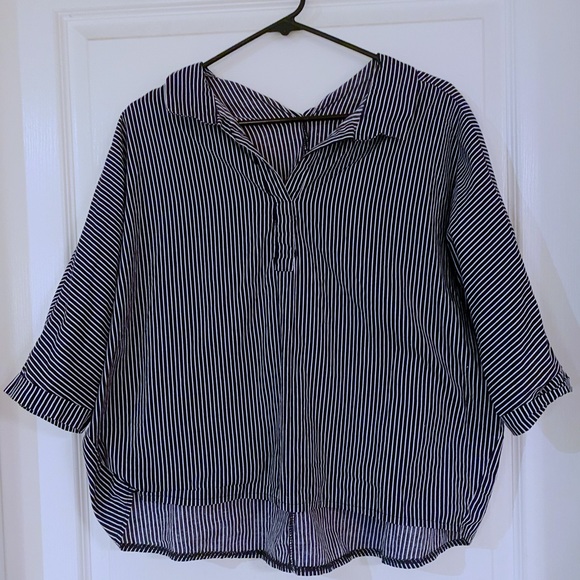 Japanese boxy top, black and white stripes, size M - Picture 3 of 7